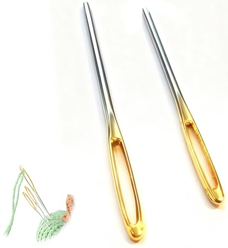 UYGTHI 2 Pieces Large Eye Blunt Needles for Wool, Thick Hand Knitting & Darning, Yarn Sewing Needles for Knitting, Crochet, and Embroidery
