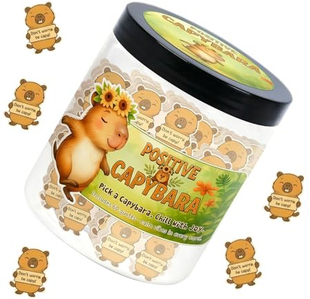 Positive Capybara Jar | Barattolo per aumentare il relax, biglietti di affermazione giornaliera – per genitori, vicini, coppie, casa, vacanze, Natale, compleanno