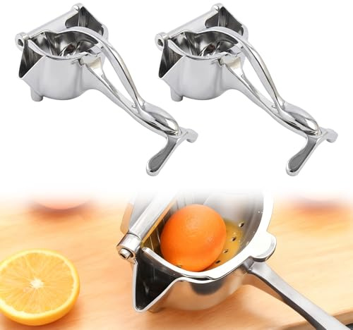 Zitronenpresse Edelstahl, 2026 Neu Saftpresse Manuell für Alle Zitrusfrüchte, Tragbarer Obstpresse Limettenpresse Klein Lemon Squeezer Spülmaschinengeeignet Und 100% Auspresstechnik (2PCS)
