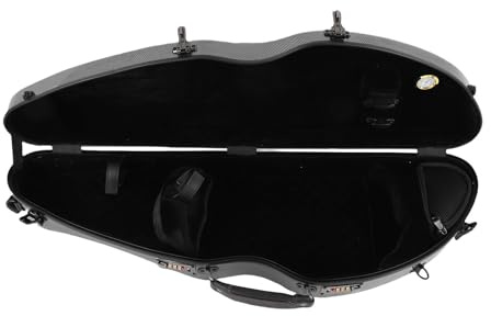 Walfront 4/4 Full Size Oblong Violin Case Carbon Fiber Hard Shell with Hygrometer, Lightweight Protective Case for Violin with Double Straps and Lock, Fits / 3/1/2 1/8 Violins