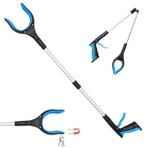 AetherPeak 83 cm hopfällbara kattplockare. Extra – lång grepppinne med 360° roterande magnetisk halkfri klo. Perfekt för vuxna, funktionshindrade och äldre. Plocka enkelt upp sanden. Blå