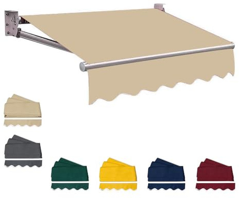 HOUKOIKBUG Tela De Repuesto para Toldo Lona Repuesto para Toldo De Balcón Retráctil 2.0m 2.5m 3.0m Lona para Toldo Exterior Impermeable Poliéster(Light Khaki,3x2.5m/10x8ft)