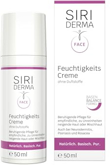 SIRIDERMA Feuchtigkeitscreme | Basische Gesichtspflege für empfindliche Haut | Auch bei Rosacea, Akne, Neurodermitis und Psoriasis (Ohne Parfum, 50 ml)
