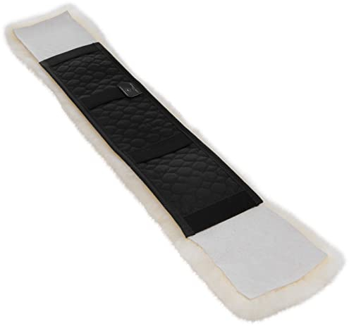 Werner Christ Lammfell Gurtschoner Universal mit Gummibänder Horse ® – Sattelgurtschoner aus echtem Fell, idealer Schutz für Ihr Pferd und Sattelgurt, in der Farbe Natur, in 77 cm Länge