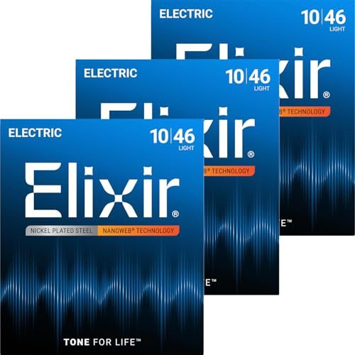 Elixir - NANOWEB Light Saiten für E-Gitarre .010-.046#12052 3er Set