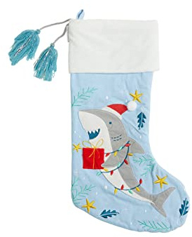 Stephen Joseph Bestickter Weihnachtsstrumpf, Filz Baumwolle, Hai, One Size