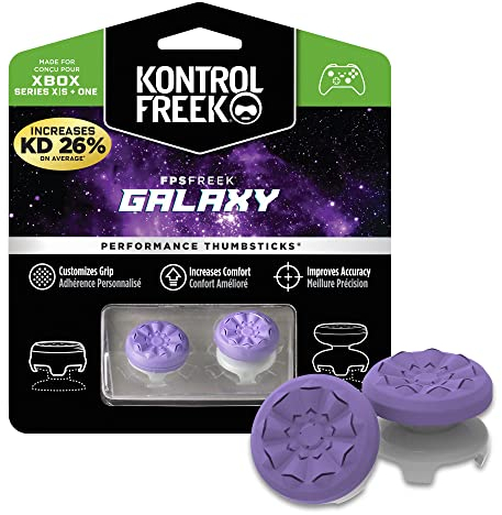 KontrolFreek FPS Freek Galaxy para Xbox One y Xbox Series X/S | Performance Thumbsticks | 1 Altura elevada, 1 altura media | Morado.