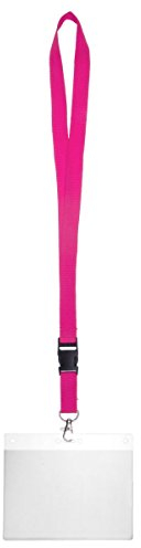 Karteo Kartenhülle mit Schlüsselband pink [1 Stück] Ausweishülle a6 mit Lanyard Band Ausweishalter Weichplastik horizontal