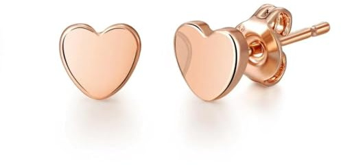 Philip Jones Rose Gold Plated Heart Stud Earrings