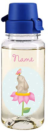 Striefchen® Trinkflasche für Mädchen 400 ml mit Namensaufdruck BPA frei zum Schulanfang oder für den Kindergarten Häschen