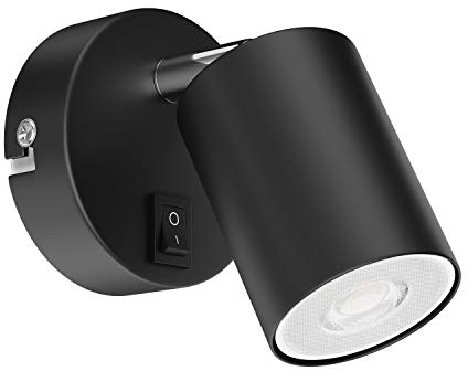 ledscom.de Spot da parete WAIKA, luce singola, con interruttore, GU10, nero opaco, incl. lampada LED GU10 468lm, bianco caldo
