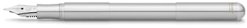 Kaweco SUPRA Füllhalter Edelstahl I Exklusiver Füllfederhalter für Tintenpatronen mit hochwertiger Stahlfeder inkl. Retro Metallbox I Füller 95-165 mm I Federbreite: F (Fein)