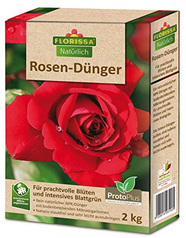 Florissa - Fertilizzante biologico per rose con ProtoPlus per una rapida disponibilità di sostanze nutritive in primavera, microrganismi tonificanti, 2 kg