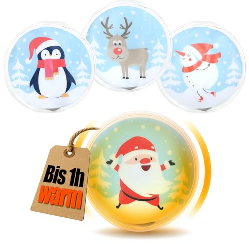 com-four® 4X Taschenwärmer wiederverwendbar, weihnachtliche Handwärmer | Wärmepad für kalte Tage und für unterwegs - Wärmeknickkissen