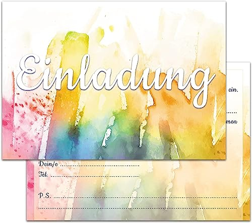 VOSVOLO 12er Set Einladungskarten | Hochglanz Einladungen für Geburtstag, Gartenparty, Konfirmation | Einladungskarten für Erwachsene, Teenager & Kinder | DIN A6 | Moderne Geburtstagseinladungen
