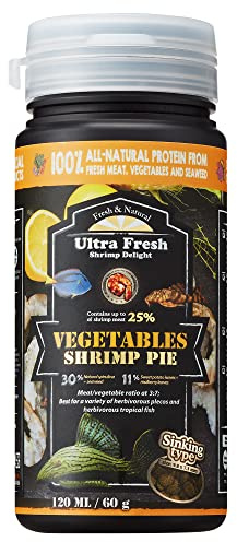 Ultra Fresh Algae Wafers Pleco Food, Spirulina & Algae, Sword Prawns, Balanced Diet, Color Enhancing, All Natural Ingredients, for Algae Eaters, Bottom Feeders, Vegetables Shrimp Pie 60g