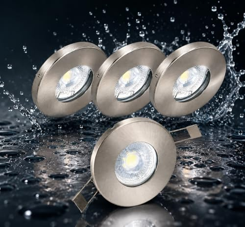 Trango 3er Set 6729IP65-032M6KSD IP65 LED Einbaustrahler in Edelstahl gebürstet inkl. 3x 5 Watt 3-Stufen dimmbar 6000K kaltweiss Ultra Flach LED Modul Einbauspot, Bad Deckenstrahler, außen Deckenlampe