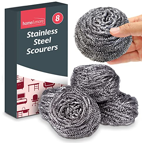 SOL 8pk Heavy Duty Spiral Steel Scourers, 6cm Metal Scourer Durable, Rust-Resistant, Reusable Cleaning Pads, Tough on Grease & Grime, Perfect for Cleaning Pots, Pans, Grills, Ovens & Tough Stains