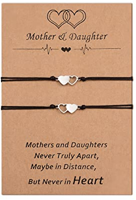 MANVEN mor dotter armband set för 2/3/4 matchande hjärtarmband födelsedagspresent till mamma present till mors dag, 10 Zoll, Rostfritt stål, Pärla