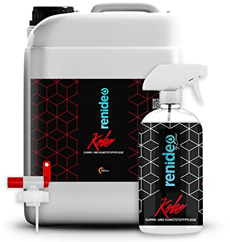 renideo Auto Reifenpflege - Kobe - Vorteils-Set Gummipflege und Kunststoffpflege für Reifenglanz, seidenmatt, Dichtungen und Reifen, Made in Germany, 10 L