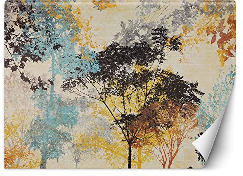 Feeby Vlies Fototapete Bäume Wald Natur 200x140 cm mehrfarbig Tapeten Wandekoration Wohnzimmer Schlafzimmer Büro Flur Blätter Abstraktion Zweige