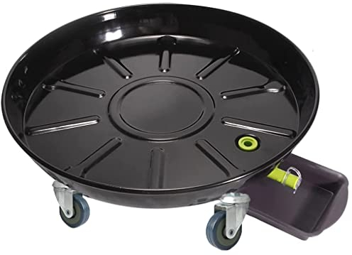 Pflanzenroller Metall, Metall Rollbrett Pflanzen Rund Für Den Innenbereich, Untersetzer Mit Rollen Rund, Beweglicher Pflanzenwagen Mit 5 Rollen, Abflussloch ( Color : Black , Size : 36 cm/14 inch )