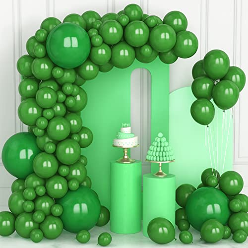 Green Balloons, 106 pcs Dark Green Balloon Garland Arch Kit 5 10 12 18 inch Latex Balloons with Ribbon for Men Boys Christmas Decorations Kids Jungle Tropical Safari Theme Birthday Party Supplies