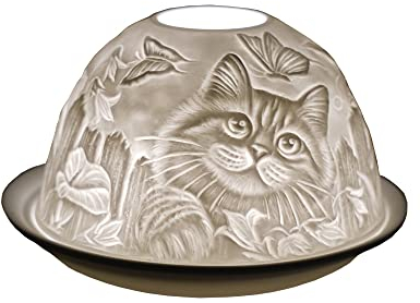 Cello Bougeoir en porcelaine en forme de chat avec projection 3D et message parfumé, non parfumé, bougie LED, chauffe-cire pour amoureux des animaux, cadeaux de la nature