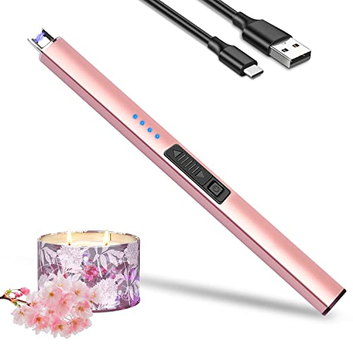 Electric Candle Lighter Rechargeable Lighters - Stocking Fillers for Women USB Rechargeable Plasma Arc Lighters for Candle (Rose Gold)