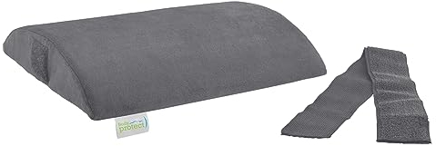 Bodyprotect Rückenkissen mit weichem Mikroplüsch Bezug, Halbrolle, Orthopädisches Kissen, Fixierbar mit Klettverschluss, Memory Foam, 30 x 28 x 6 cm, grau