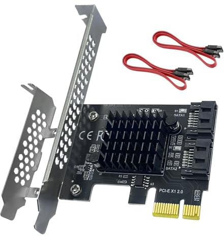 Xdingjiala Tarjeta de expansión PCI-E a SATA 3.0 de 2 Puertos, PCIe SATA III 6 Gbps MAX Speed Controller Tarjetas para PCI-Express (1X 4X 8X 16X) Ranura SSD y HDD para Windows XP/7/8/10/11/Linux