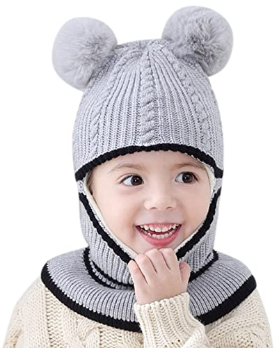 Kinder Wintermütze Schals Ohrenklappe Jungen Mädchen 2 In 1 Kleinkinder Beanie Kinderschal Winter Mädchen Strick Mützen Und Schal Schal Kleinkind Junge 2-6 Jahre