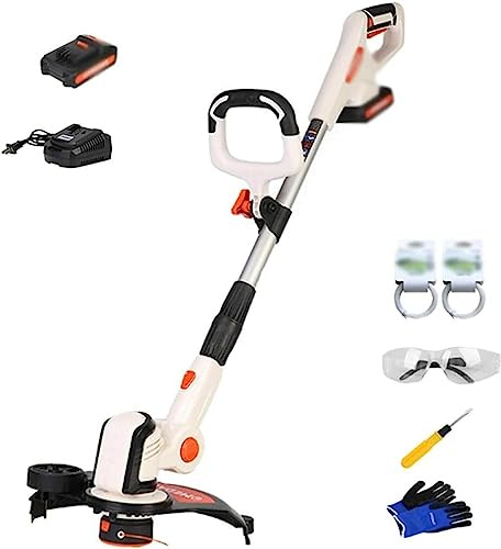 NAKEAH Battery Grass Cutter,Small Lawn Mower For Household Use, Outdoor Rechargeable Lawn Mower, 20V/2.0 Ah Lithium Battery (Color : White, Size : 20V/2.0 Ah battery2)