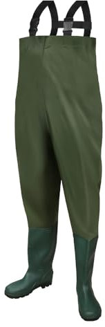 Daromigo Wathose Herren Wasserdicht, Anglerhose Herren 70D PVC Material mit Stiefel, Strapazierfähige Wathose Neopren für Angeln, Wassersport und Outdoor-Abenteuer, Größe(42/43L)