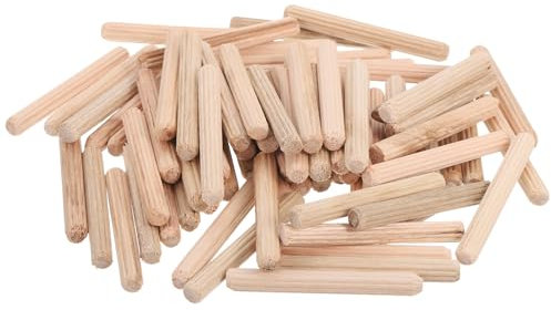 sourcing map 100 Pcs Wooden Dowel Pins, 6 x 50mm (0.24 x 1.97 Inch) Wood Dowels Rods, Fluted Dowel Joints for Grooved Woodworking Furniture Craft