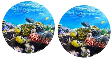 Angoily 2stücke Unterwasserwelt Fliesenaufkleber Rutschfest Selbstklebend Für Badezimmer Und Küche Dekorative Runde Bodensticker Für Kreative Raumgestaltung