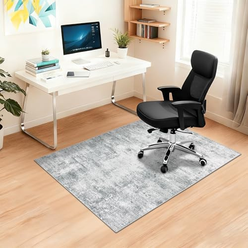 Capslpad Office Chair Mats for Hardwood Floor 90x120cm Non-Slip Modern Abstract Home Multi Purpose Chair Mat Low Pile Floor Protectors Computer Chair Carpet Mat for Tile Laminate Rolling Chair, Grey