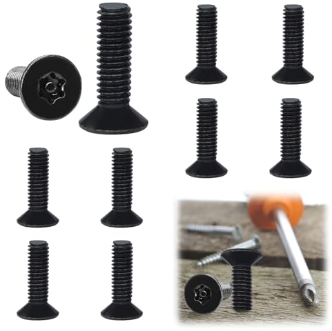 NEERIX Lot de 10 vis à tête fraisée Torx - En acier inoxydable A2 V2A - M8 - Vis à tête fraisée - Standard Quincunx - Pour équipement de machine et meubles de maison (noir, M8 x 20 mm)