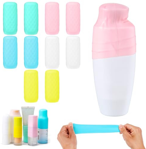 Tyqour 10 Pack Elastic Sleeves for Leak Proofing Silicone Bottle Covers, Travel Essentials, Fits Various Travel Size Bottles