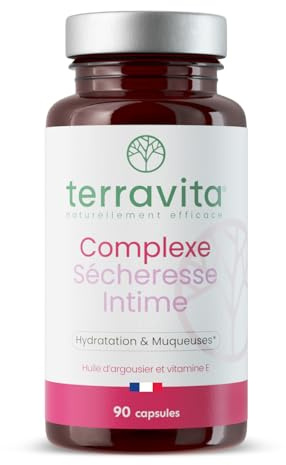 Complexe Sécheresse Intime | Huile d’Argousier riche en Oméga 7 + Vitamine E | Hydratation Profonde et Confort de la Peau, des Yeux et des Muqueuses | 90 Capsules Vegan | Made in France | Terravita