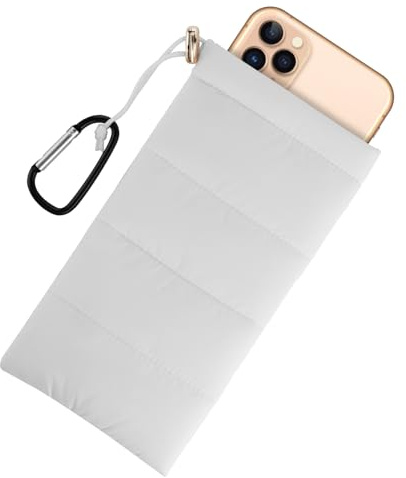 Tinoaly Thermal Phone Case, 7.48x4.13 Inch Cellphone Pouches Warm Phone Cover Bag Smart-Phone Pouch Winter Cell Phone Case to Prevent Freezing and Overheating for Outdoor Sports (White)
