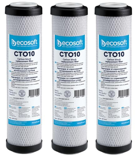 AcquaHome® - Kit de 3 cartuchos Carbon Block CTO de 10 pulgadas – 10 micras – Filtro de bloque de carbón activo CTO10 para depuradores de agua de ósmosis inversa | Fabricado en Europa | Nuevo formato