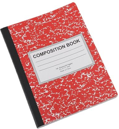 cfpqv Breit liniertes Notizbuch, Kompositionsheft, breit liniertes Kompositionsbuch, breites Notizbuchpapier, genähter, Schreibblock (Red, One Size)