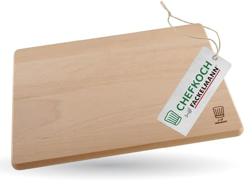 Chefkoch trifft Fackelmann Premium Schneidebrett aus Buchenholz – 29x20x1,5 cm, FSC-zertifiziert, ideal für Fleisch, Fisch, Gemüse & Co.
