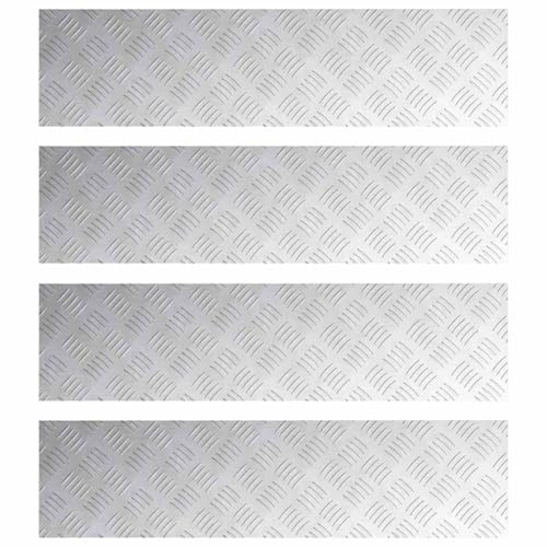 vidaXL Treppe Tritt 4 STK. 100 x 25 cm Silber Aluminium Rechtwinklig | Hält dich sicher auf den Treppen, Hält auch bei harten Einsätzen durch, Perfekt für drinnen und draußen