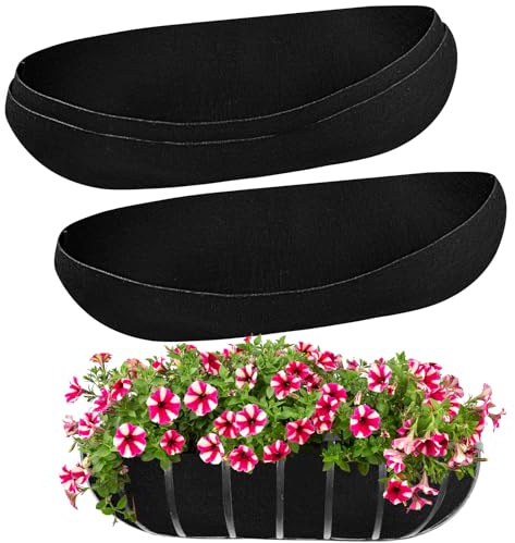 Udewo 3PCS 76cm/30Inch Wall Trough Liners Felt Window Box Liners Fabric Planter Liners Black Flower Basket Liner Non-Woven Hanging Plant Liner for Planters Garden Fence - Avoid Bird Nesting