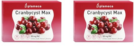 PLAMECA Cranbycyst Max Vías Urinarias, Cranberry o Arándano Rojo Americano, Gayuba, Vitamina C y Ortosifón, 30 Cápsulas Vegetales (Paquete de 2)