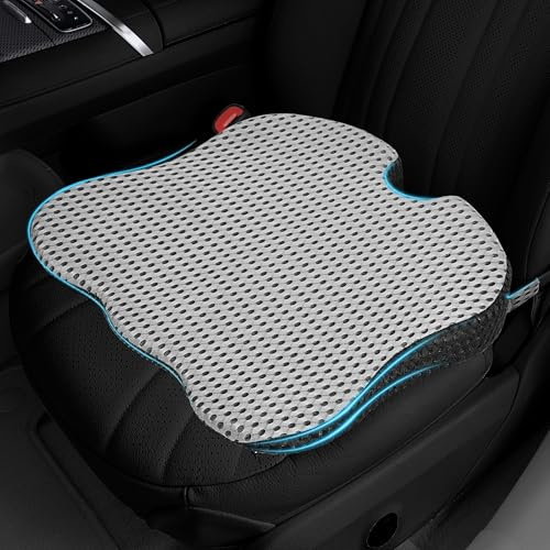 WUFANC Bil Sitskydd, Kilformad Sittdyna med Ergonomisk Memory Foam, Antiskidd Sitskudde för Både Bil och Kontorsstol, Kan Även Användas som Förhöjningssits för Vuxna (Grå)