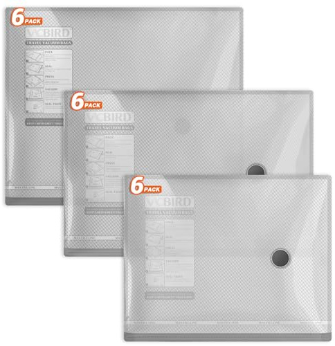 Vacbird 18 Pezzi Sacchetti Sottovuoto Vestiti, 6 * 40x50cm, 6 * 40x60cm, 6 * 50x60cm, Riutilizzabile Buste Sottovuoto Vestiti da Viaggio, Salvaspazio Sacchi Sottovuoto per Maglioni, Camicia, Viaggi