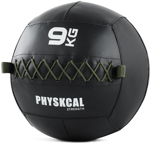 PhysKcal 9 kg väggboll, medicinsk boll, halkfri för fitness
